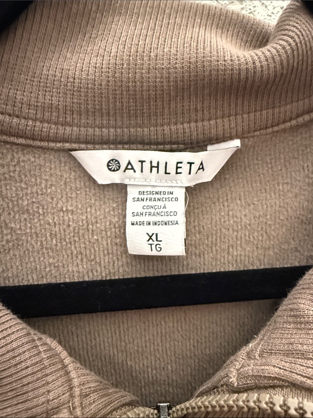 Athleta Quarter-Zip Sweatshirt in Taupe Brown - Picture 3 of 3